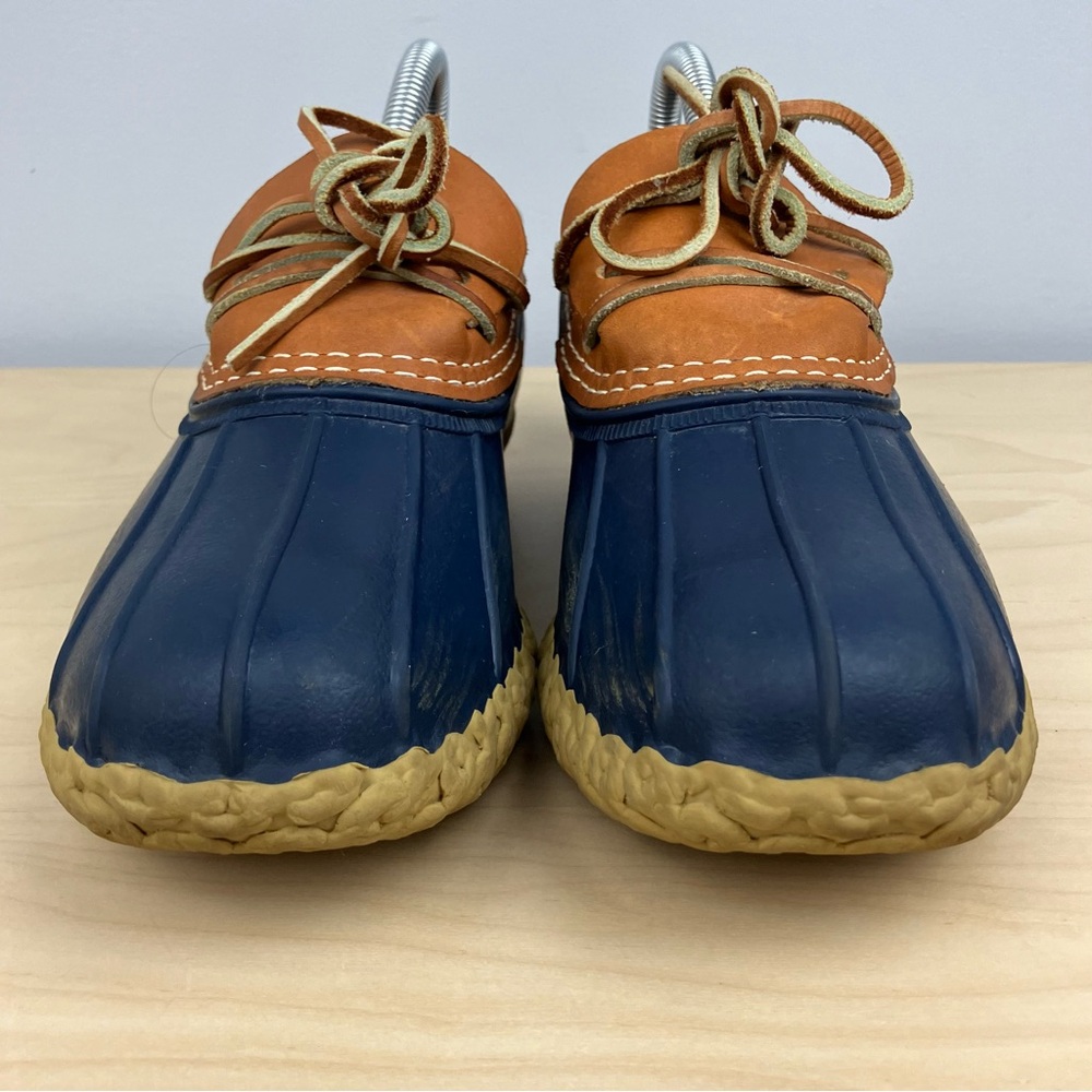 L.L. Bean Women’s Size 6.5 W+ Duck Boot Rubber Moc Brown & Navy Slip On Shoes - Picture 5 of 11